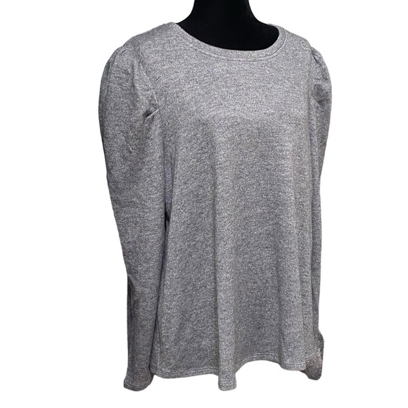 Les Serein Metallic Gray Puff Sleeve Sweater Top 2X NWT - Picture 3 of 9